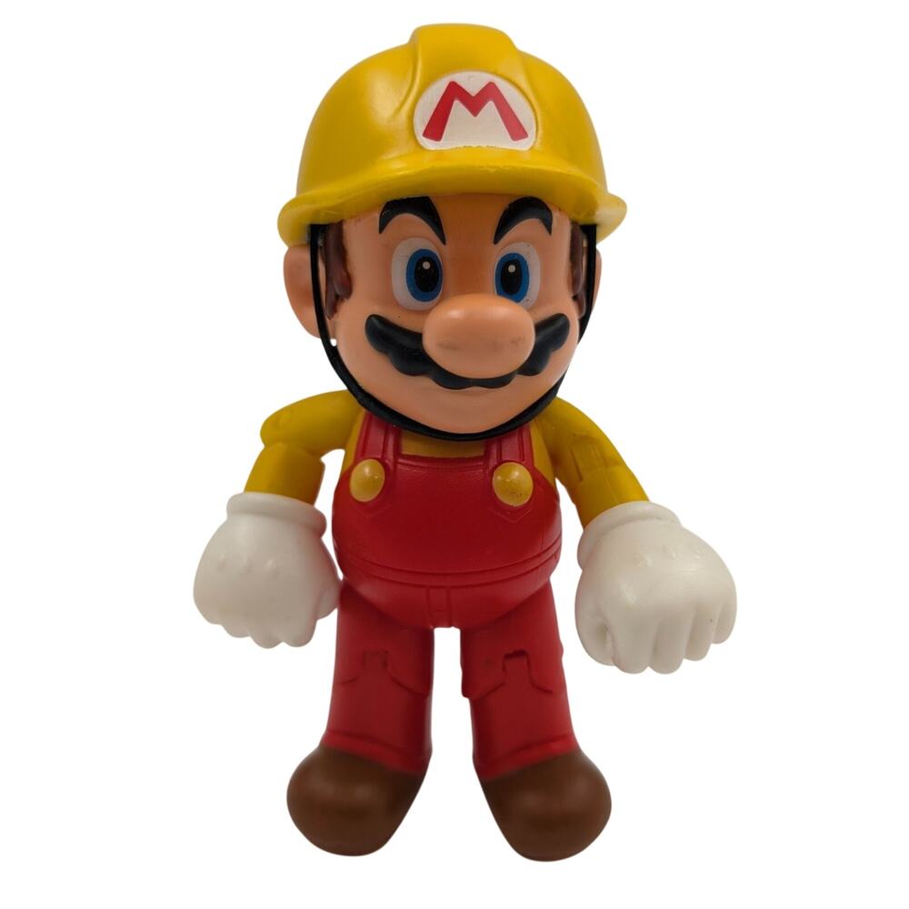 Super Mario Maker Builder Construction Mario Action Figure Nintendo 4" Yellow